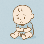 頭の歪みで不安そうにする赤ちゃん